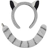 RONGXG Plush Animal Ear Headband Tail Set Cute Ears Hairband Tail Costume for Halloween Cosplay Fancy Dress Accessory