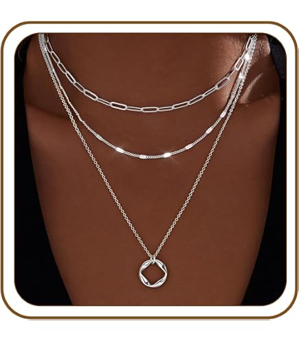 Amazon.com: Sacina Silver-tone Layered Bar Necklaces, Chunky Chain