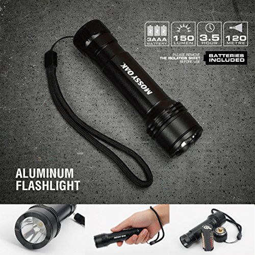 MOSSY OAK Emergency Survival Kit in Waterproof and Airproof Protective Case, with Multitool, Pocket Folding Knife, LED Tactical Flashlight, Survival Pen and 550 Paracord Bracelet