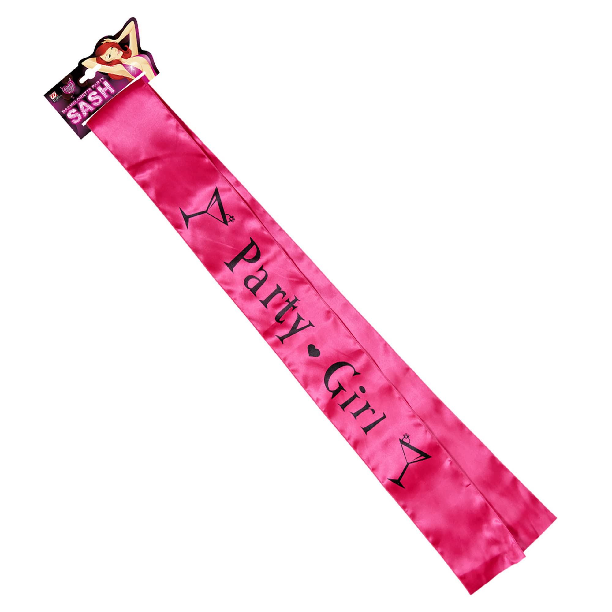 WIDMANN 1059S - Party Girl Satin Headband, Adult Woman, Hen Party, Pink Night, Carnival, Theme Parties