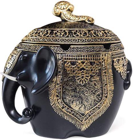 Amazon パブ灰皿 かわいい樹脂象のタバコの灰皿 動物芸術灰皿 アッシュホルダー容器の蓋で ユニークな 創造的 装飾 ギフト ガーデン灰皿 Color Black インテリア オンライン通販