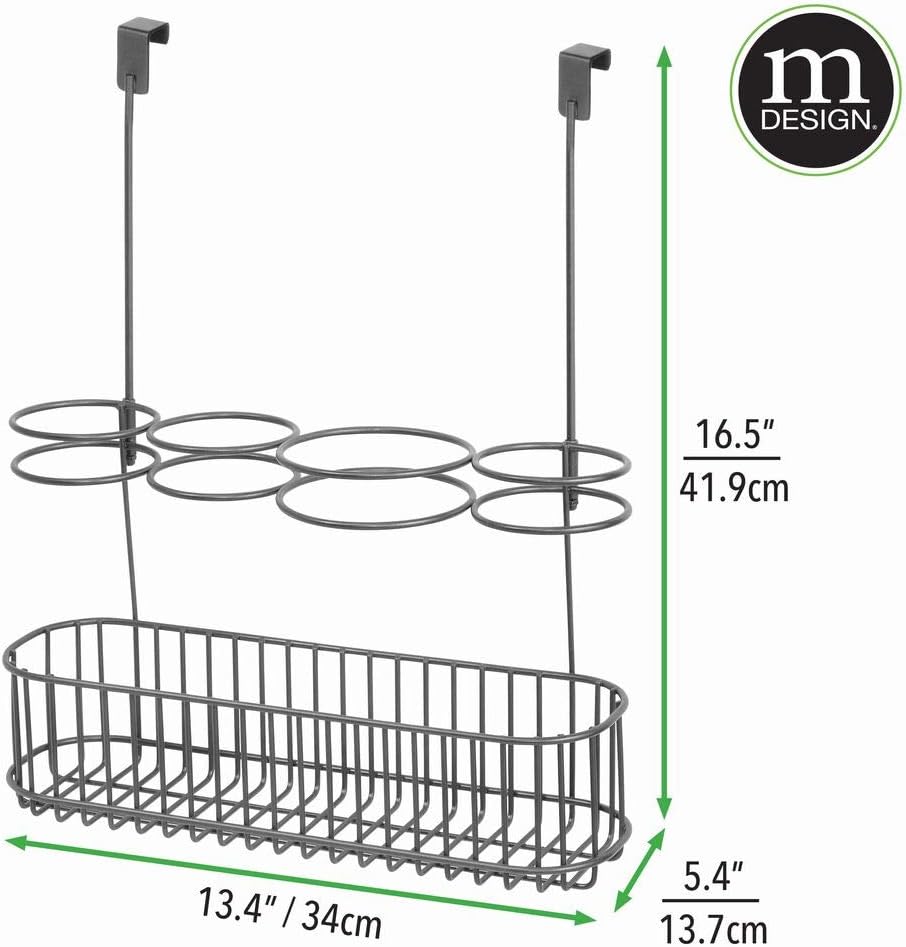 Hang Inside Outside Cabinet Doors Mdesign Metal Over Door Bathroom Hair Care Styling Tool Organizer Storage Basket For Hair Dryer Flat Irons Hair Straighteners Light Pink Blush Curling Wands Home Kitchen