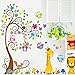 Huge Size Cartoon Kid Tree Animal Wall Decals Removable Wall Decor Decorative Painting Supplies & Wall Treatments Stickers for Girls Kids Living Room Bedroom