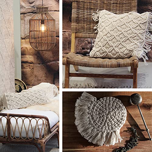 Macrame Kits for Adults Beginners 3mm x 220yards Natural Cotton Macrame, Home Decor with 200 Meters Macrame, Minimalist Boho Decor Unique Gift for Her