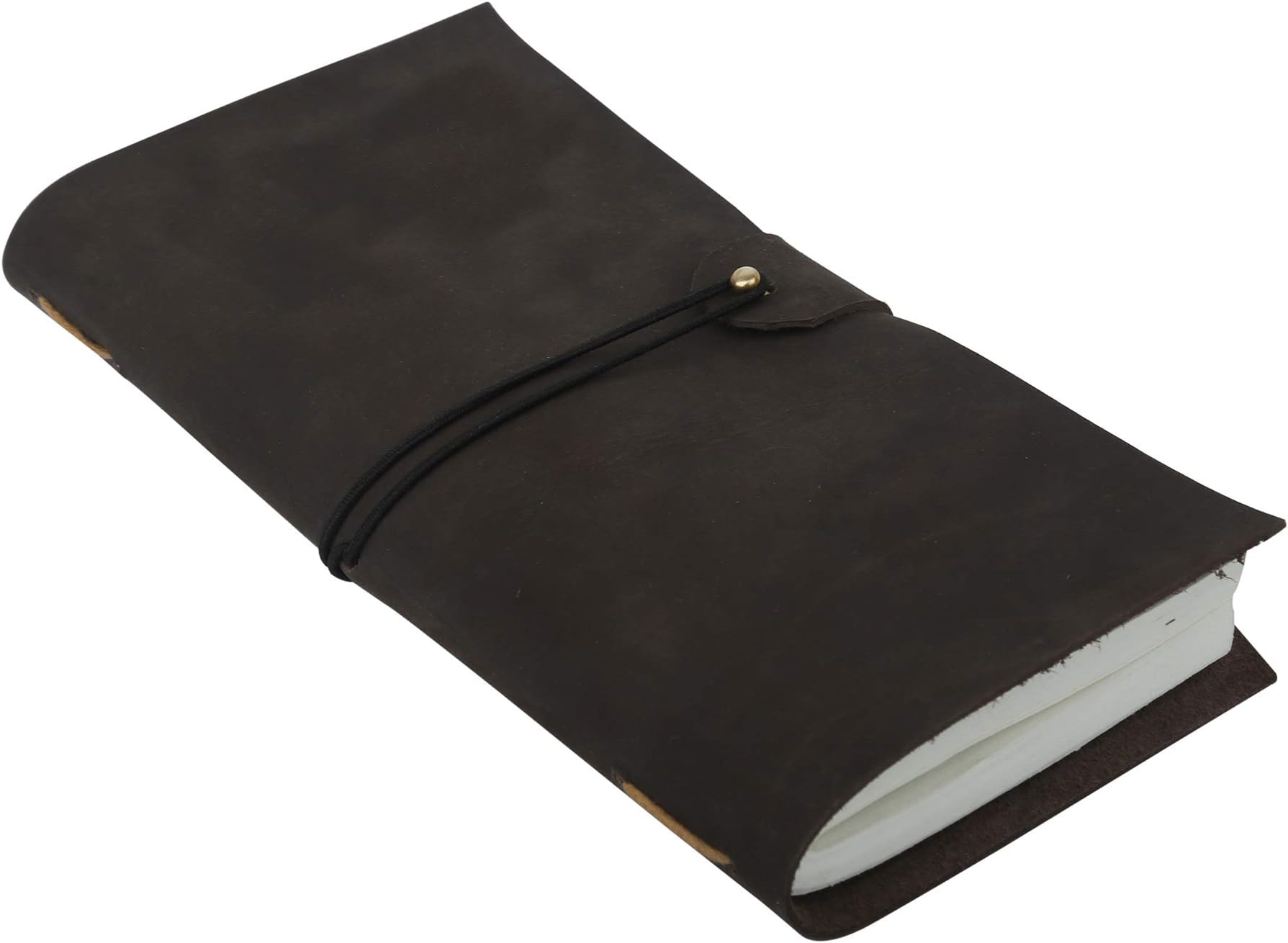 Leather Travel Diary - Dark Brown - 22x12 cm Standered Size - Eco Friendly Recycled Cotton Paper, Tree Free & Acid Free, Bound Journal Travel Sketchbook for Mens and Womens Unisex Adult