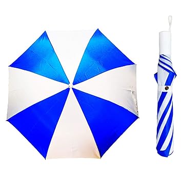 Five Star Nylon and Fabric Umbrella (Blue and White)
