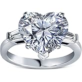 Savlano 18K Gold Plated Heart Cut Cubic Zirconia 3 Stone Wedding Engagement Women Statement Ring Comes Gift Box