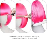 Aomig 3 Pack Short Rose Red Wigs with 2 Caps Synthetic Bob Wig Set view 5