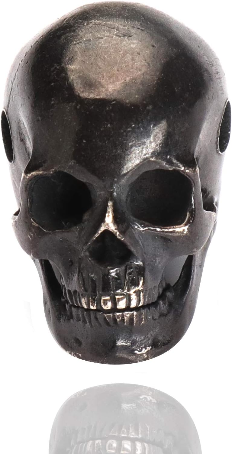 Glintbay Generation 2 Handmade Sterling Silver Skull Bead Biker Rocker Punk Pendant (Antique-M)