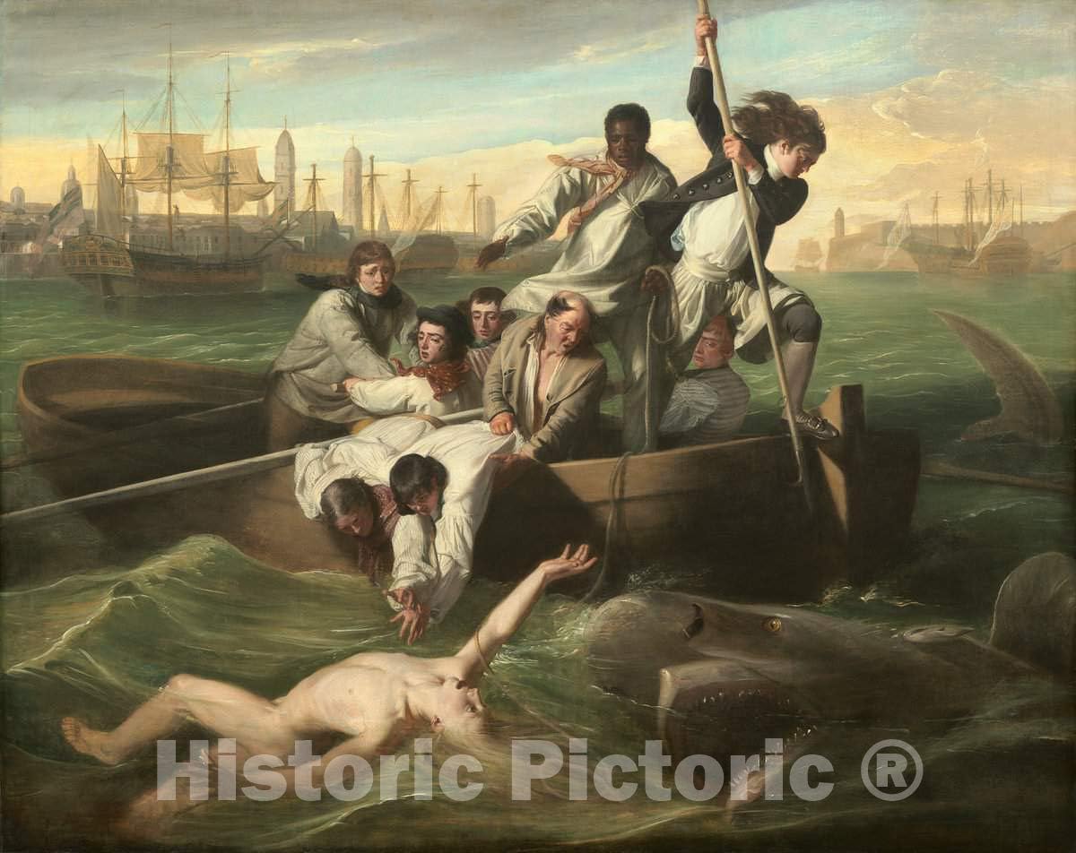 Art Print : John Singleton Copley, Watson and The Shark, 1778, Historic Wall Décor : 14in x 11in