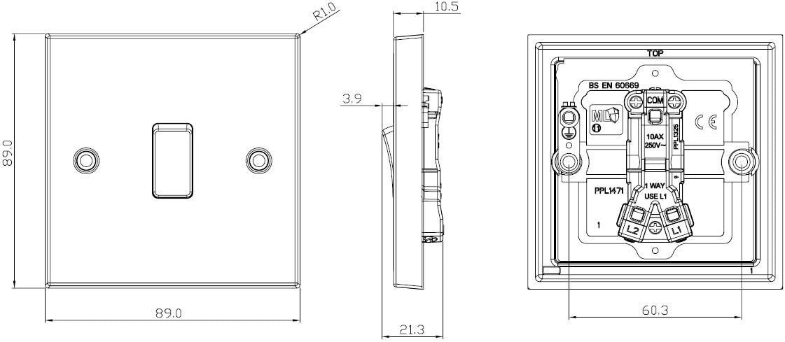 Knightsbridge CS2AB Square Edge 1G Light Switch - Antique Brass - Image 3