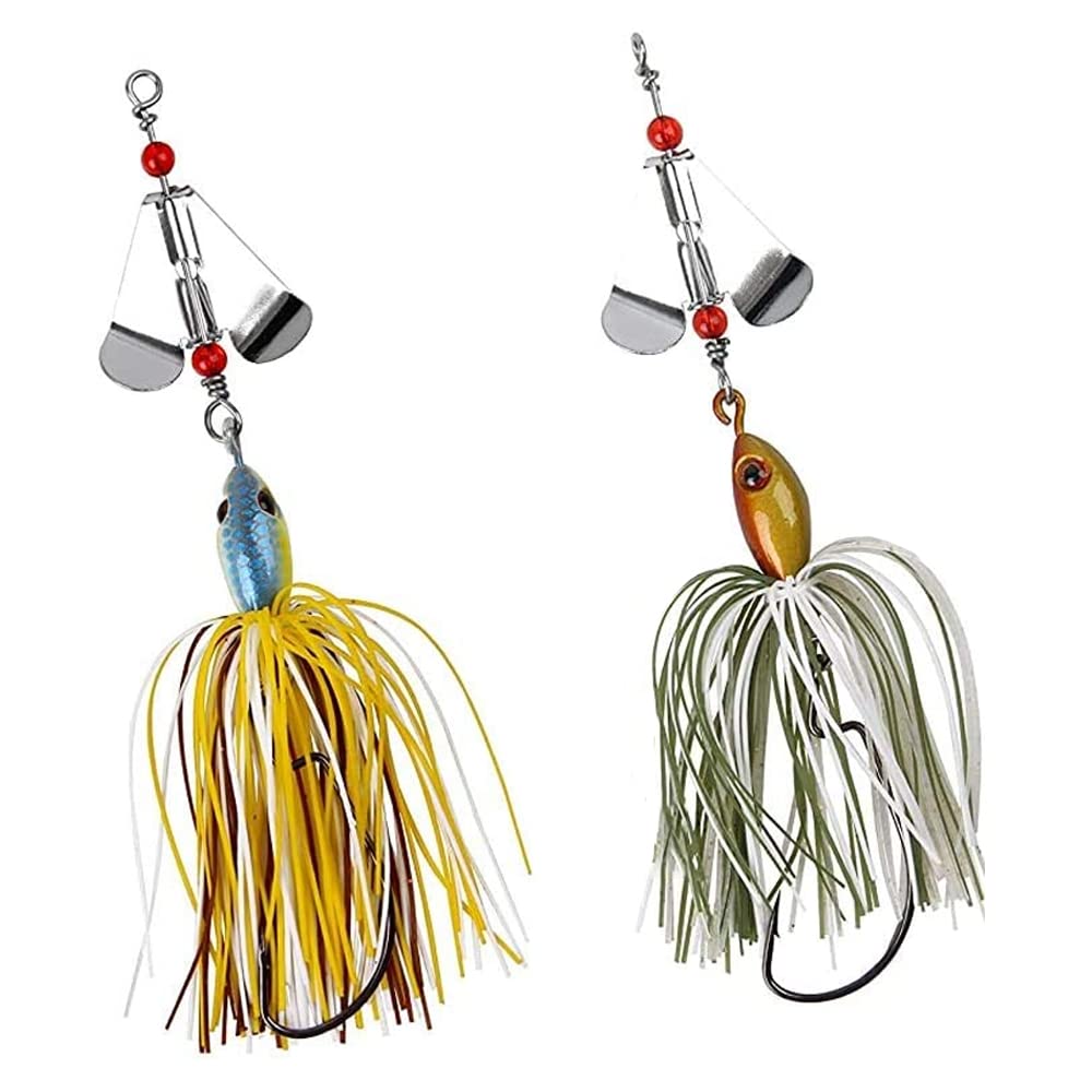 2 Pcs Fishing Lures Spinners Fish Lure Fishing Spinnerbait Lures Fishing Lures Spinners Kit for Pike Trout Salmon Freshwater Saltwater Fishing