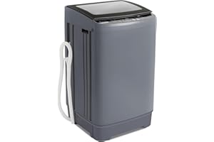 Fox Shack Compact Automatic Washing Machine, Portable Washer, Glass Lid, 17.7 Lbs Capacity Laundry, 10 Programs, LED Display, 8 Water Levels Lavadora for Apartment RV Dorm, Grey