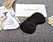 100% Natural Silk Sleep Mask/Eye Mask with 2 Adjustable Straps (Black)