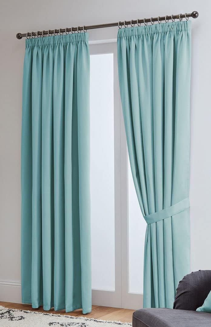 John Aird Blackout Curtains Aqua Pencil Pleat 2 Panels 46 x 72