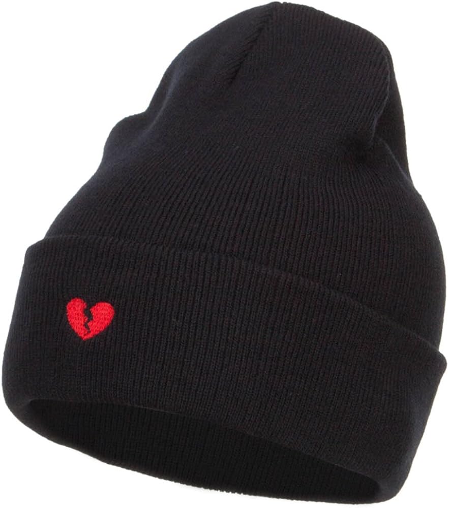 e4Hats.com Mini Broken Heart Embroidered Long Beanie