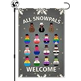 LAGZDFC All Snowpals Welcome Winter Garden Flag, Double Sided Outdoor Farmhouse Lawn Christmas Yard Flag Decor, Snowmen Equality Diversity Flag Gifts, Subtle Pride Ally Flags, LGBTQ Trans Right Gifts
