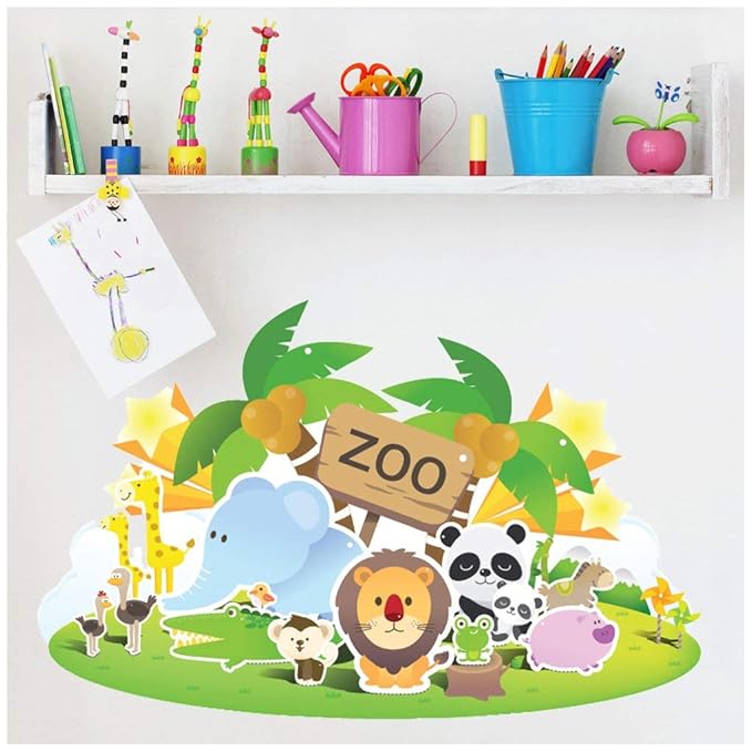 azutura Zoo Tiere Wandtattoo Löwe Elefant Giraffe Wand Sticker Kinder-Kinderzimmer-Dekor Erhältlich in 8 Größen XXX-Groß Digi