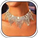 JAKAWIN Diamond Choker Necklace Gold Sparkly Rhinestone Porm Jewelry for Women