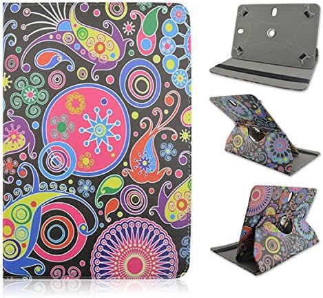 Psychedelic Paisley Design - Universal 7" inch Tablet Case Cover Adjustable Stand Fits - Kindle Fire / Fire HD , Kindle Fire HDX, iRulu,