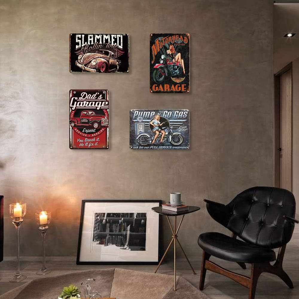 QUMENEY 4PCS Vintage Metal Tin Wall Sign Plague Poster - Image 5