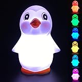 Fundoo Penguin Night Light for Kids, Rechargeable 7 Color Changing Nursery Lamp, Touch Control Children Night Light Penguin G