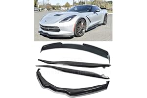 EXTREME ONLINE STORE Replacement for 2014-2019 Corvette C7 | Z06 Stage 2 Front Bumper Lip Splitter with Side Skirts Rocker Panels & Rear Spoiler Full Assembly Combo Kit (ABS Plastic - Painted Carbon Flash Metallic)