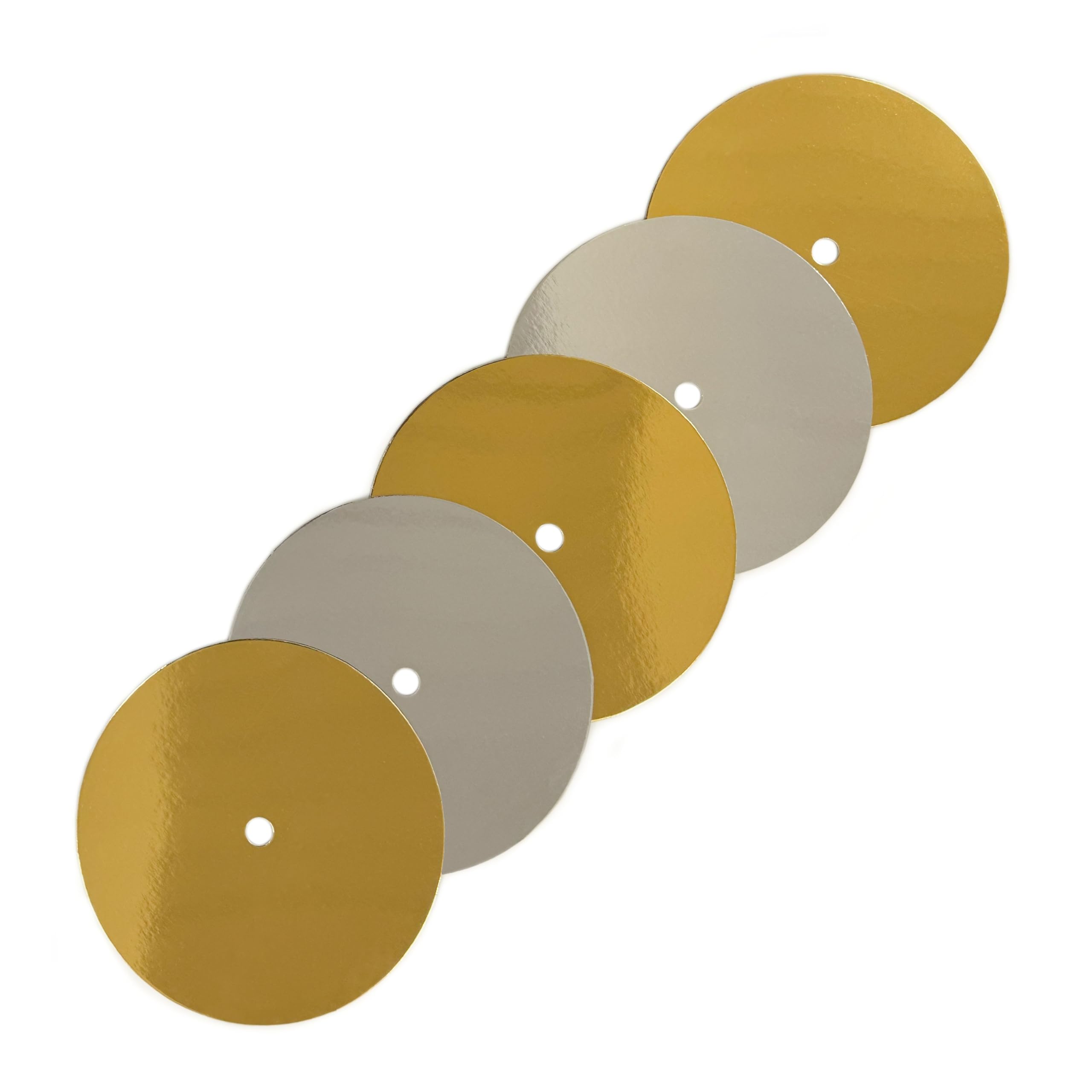 Blacked LaserTEC Cake Card with Hole – Pack of 5 – Two-Tone – Coated – Round – Cake Board – Cake Stand for Multi-Tier Cakes (Gold/Silver, Diameter 16 cm)