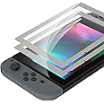 eXtremeRate 2 Pack Fleeting Gray Border Transparent HD Clear Saver Protector Film, Tempered Glass Screen Protector for Nintendo Switch [Anti-Scratch, Anti-Fingerprint, Shatterproof, Bubble-Free]