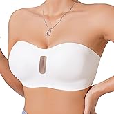 Derisaly Womens Strapless Bras Back Closure Seamless Bandeau Bra Non-Slip Push Up Tube Top Wireless Padded Bralette with Mesh