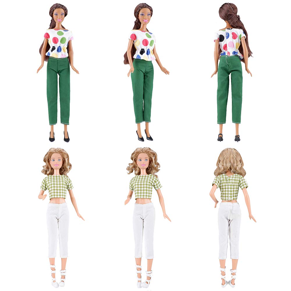E-TING 5 Set Doll Clothes Casual Wear Outfit 5 Tops 5 Trousers Pants for 11.5″ Girl Doll Gift (Style B)