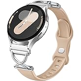 Getino Compatible with Samsung Watch 7 Bands/Galaxy Watch 6 5 4 Band/Galaxy FE/Active 2 40mm 44mm, Thin 20mm Watch Band Slim Silicone Sport Strap Accessories for Samsung Watch Bands Women, Milk Tea
