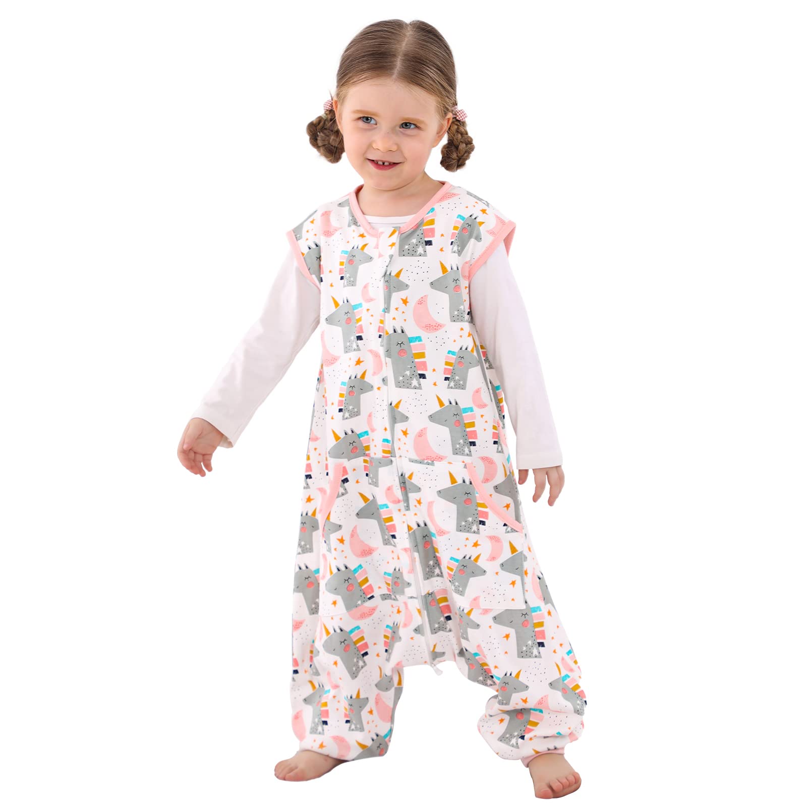 WONDAY Toddler Sleep Sack with Legs,Toddler Sleep Sacks 12-18  Sleeveless Baby Sleep Bag Wearable B