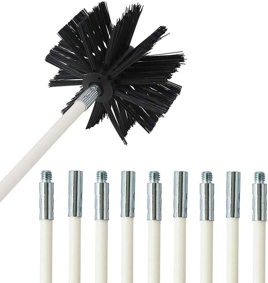 Jpettie Dryer Vent Cleaning Kit Drill-Powered Rotating Air Duct Cleaning Rotary Dryer Vent Lint Brush, 12 Feet Flexible Durable Rods & Synthetic Brush Head