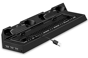 OSTENT Dual Motors Cooling Fan Radiator Charger Station USB Hub Vertical Stand for Sony PS4 / Slim Console