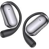 EUQQ Open Ear Bluetooth 5.4 Earbuds, Wireless Headphones Sport Over Earphones Built-in Mic with Ear Hooks, 50H Playtime Ear Buds Fast Charging, IPX7 Waterproof for Running/Workout, Black