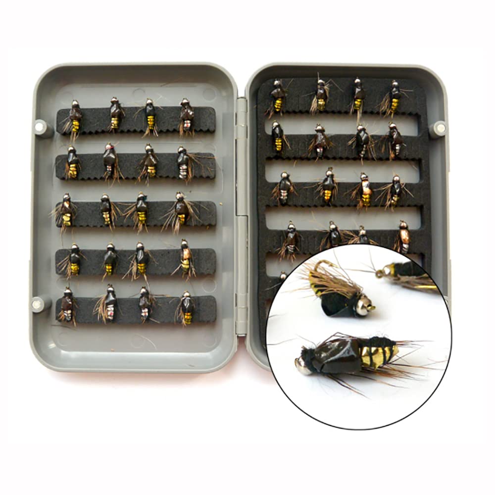 ANCLLO 40 Pcs Fly Fishing Flies with Waterproof Box for Trout Fishing - Style A