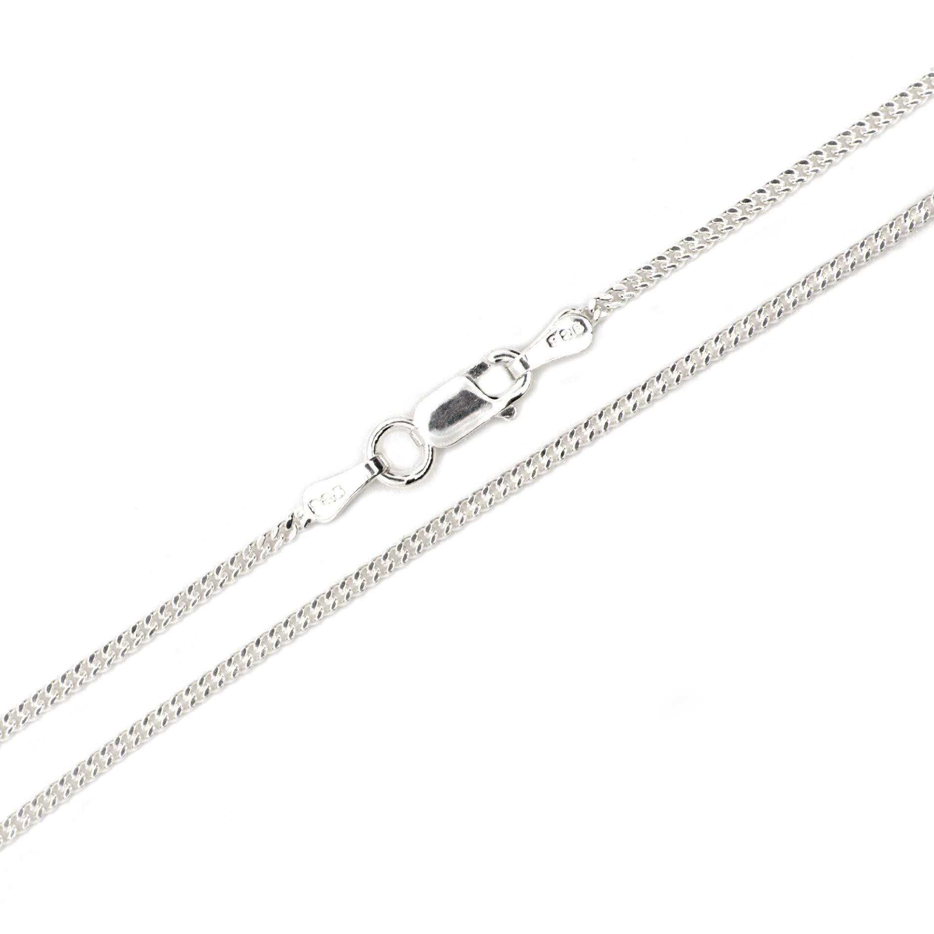 The Jewellery Store London Curb Chain 925 Sterling Silver, Nickel-Free, Hypoallergenic, 1.5mm Thickness, Machine Made, 18 Inches or 45cm