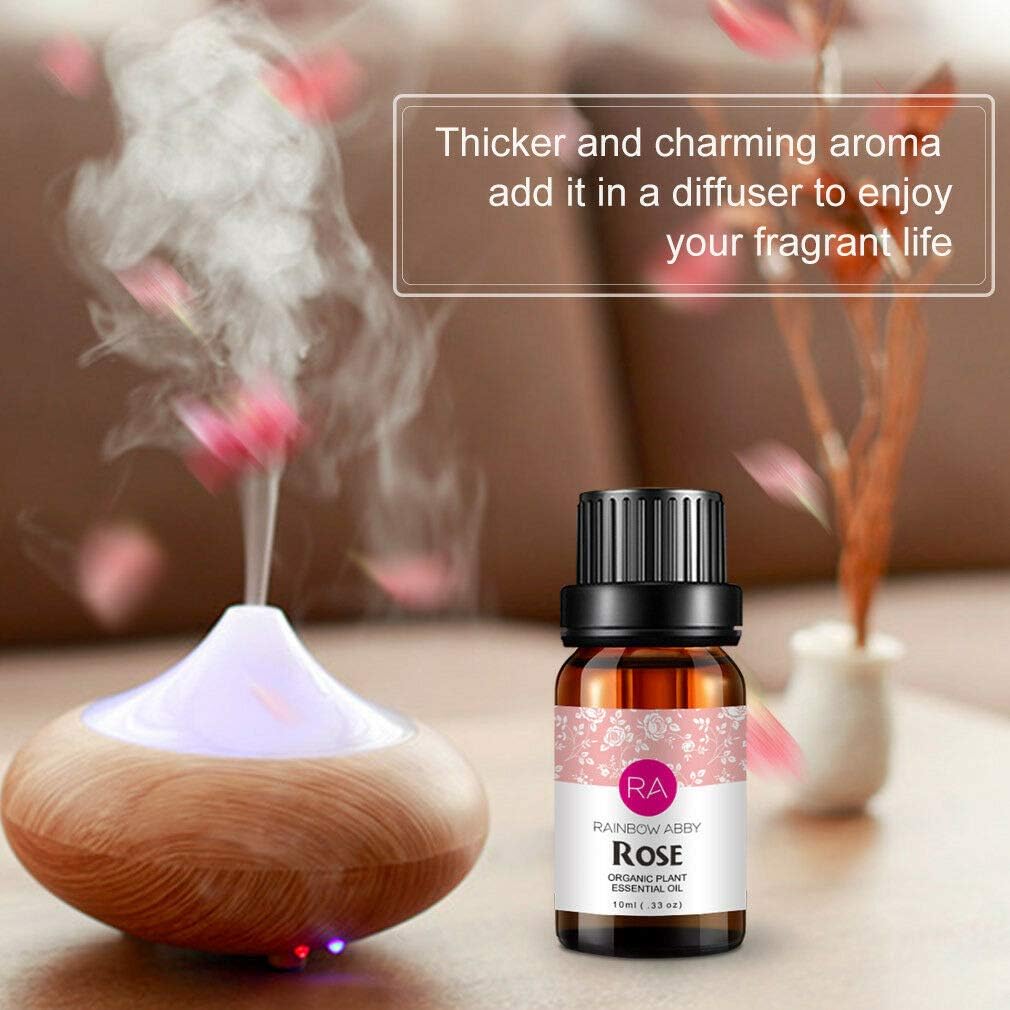 Rose Essential Oil 100% Pure Organic Therapeutic Grade Rose Oil for Diffuser, Sleep, Perfume, Massage, Skin Care, Aromatherapy, Bath - 10ML: Health & Personal Care