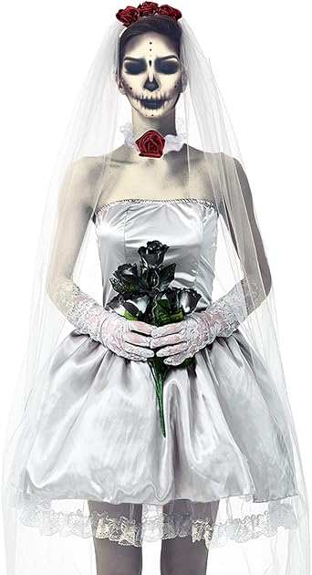 Amazon Com Aixinte Women Horror Ghost Bride Corpse Zombie Halloween Costume Vampire Bloody Cosplay Witch God Of Hell Fancy Dress Clothing