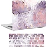 Laptop Case Compatible with MacBook Air 13 Inch Case 2020 2019 2018 Release M1 A2337 A2179 A1932 with Retina Display & Touch ID, Plastic Hard Shell Cover & Keyboard Cover Skin, Purple Marble