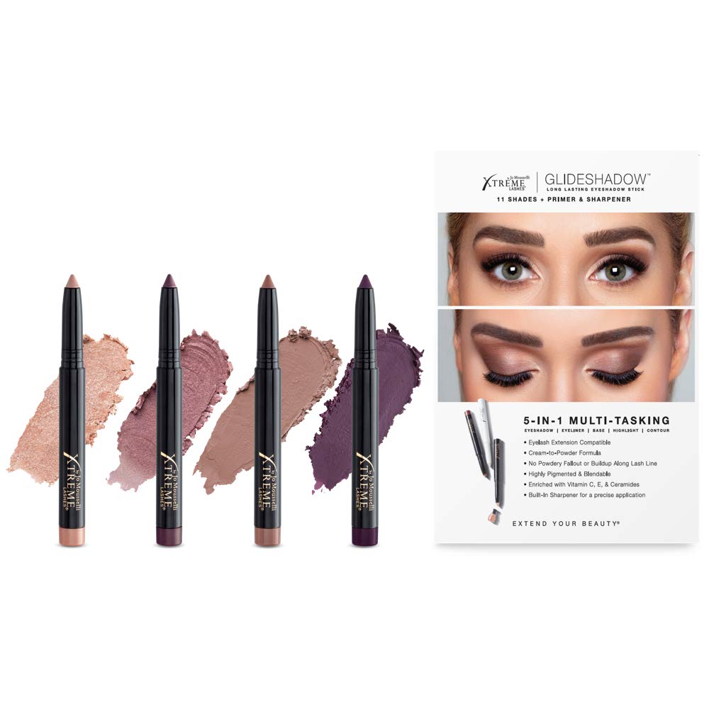NEW Xtreme Lashes Glideshadow Long Lasting Eyeshadow Stick Quad Collection - Cream to Powder - Compatible with Eyelash Extensions - No powdery fallout or buildup along lash line