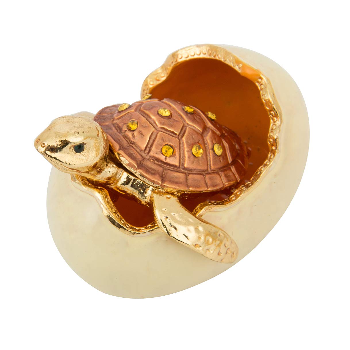 QIFU Hand Painted Mini Sea Turtle Tortoise Decorative Hinged Enamel Trinket Box