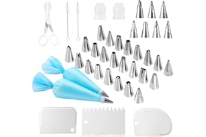 Piping Bags and Tips, 41 Pcs Cake Decorating Kit with Stainless Steel Piping Tips and Reusable Icing Bags, Pastry Bags for Co