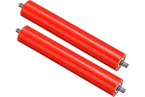 PATIKIL Polyurethane Coated Conveyor Roller 2" Diameter 12" Length, 2 Pack Stainless Steel Transmission Replacement Part Galvanized End, Red