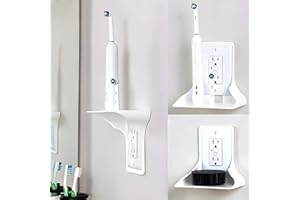 2 Pack Outlet Wall Holder, Bathroom Shelf, Vertical Duplex Organizer for Smart Home Decor Space Saving Power Tools, White