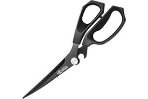 MITSUMOTO SAKARI 9.5 inch Japanese Kithcen Scissors, Meat Kitchen Shears, Barbecue Scissors with 3CR13MOV Clad Steel, Scissor