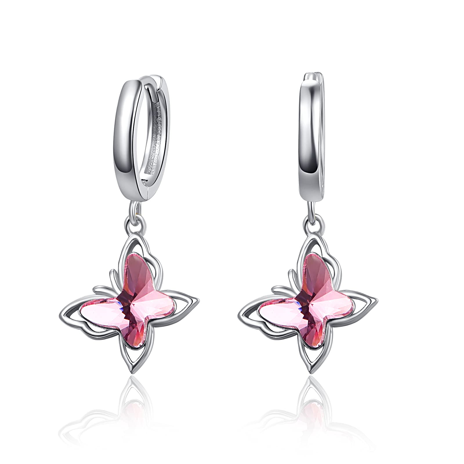 Butterfly Earrings 925 Sterling Silver Earring Hypoallergenic Cute Animal Stud Earrings for Women Teens Girls (butterfly earrings)