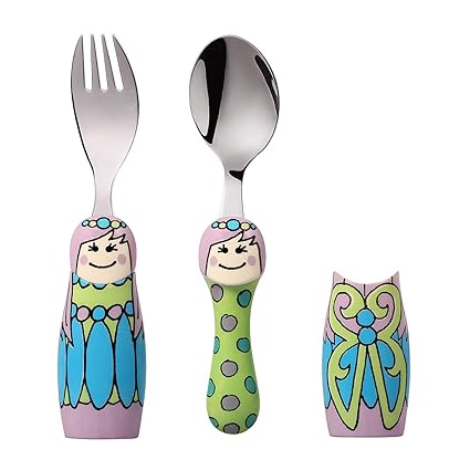 Eat4Fun Duo Kids Stainless Steel Cutlery Set, Fairy Princess, Multi Color