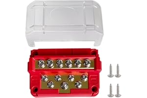 12 M4 Terminals BusBar, Ampper 3.4" Power Distribution Block Battery Brass Bus Bar Junction with Cover for Car Rv Truck Marin